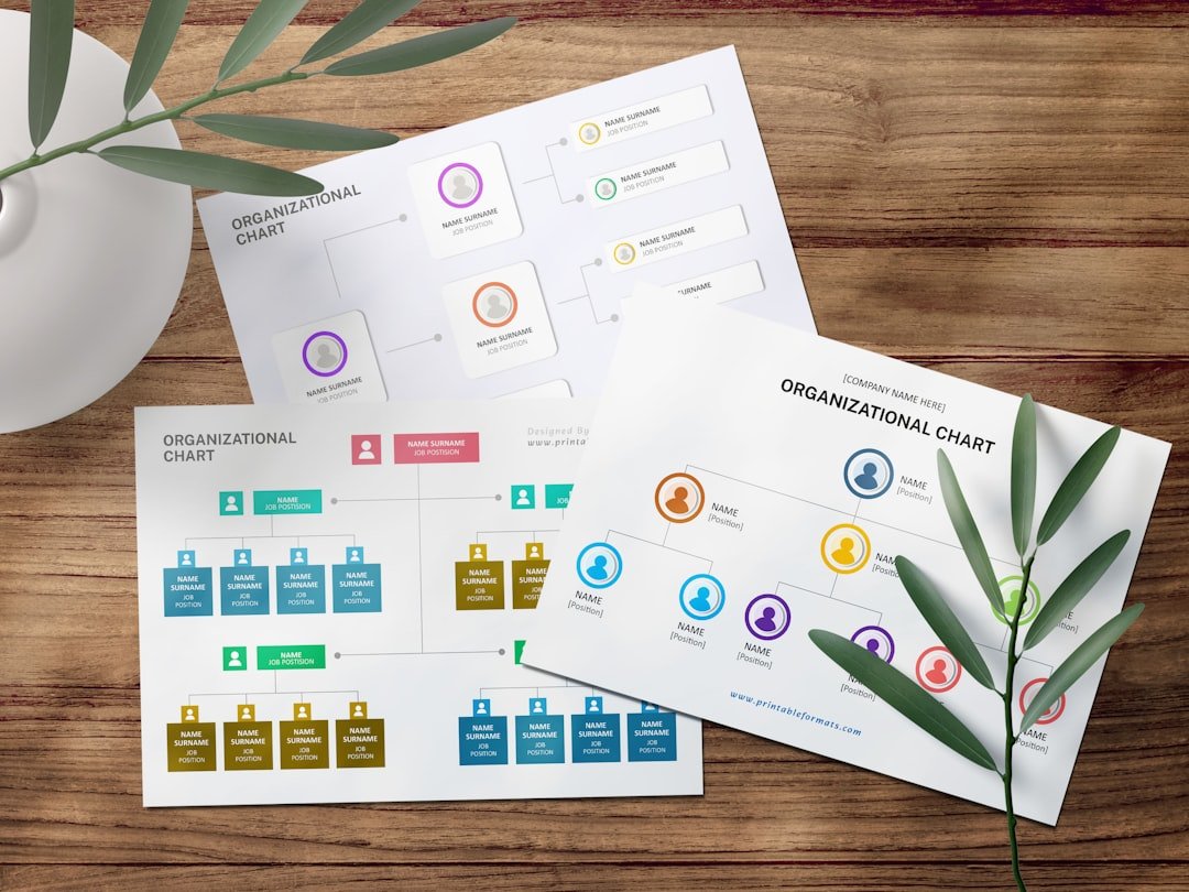 Creative and Editable Organogram Charts, which are created in Microsoft Word.